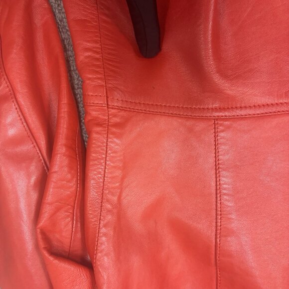 Vintage St Johns Jacket XS Smooth Red Leather Short Fitted Zip Up Distressed - Picture 13 of 14